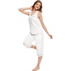 image:imageWiWi Pajama Set for Women Tank Top 2 Piece PJ Comfy Viscose from Bamboo Sleepwear Sleeveless Loungewear SXXLAraw White