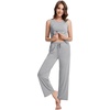 image:imageWiWi Pajama Set for Women Tank Top 2 Piece PJ Comfy Viscose from Bamboo Sleepwear Sleeveless Loungewear SXXLBheather Grey