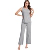 image:imageWiWi Pajama Set for Women Tank Top 2 Piece PJ Comfy Viscose from Bamboo Sleepwear Sleeveless Loungewear SXXLBheather Grey