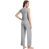 image:imageWiWi Pajama Set for Women Tank Top 2 Piece PJ Comfy Viscose from Bamboo Sleepwear Sleeveless Loungewear SXXLBheather Grey
