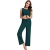 image:imageWiWi Pajama Set for Women Tank Top 2 Piece PJ Comfy Viscose from Bamboo Sleepwear Sleeveless Loungewear SXXLBpeacock Green