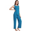 image:imageWiWi Pajama Set for Women Tank Top 2 Piece PJ Comfy Viscose from Bamboo Sleepwear Sleeveless Loungewear SXXLBteal Blue