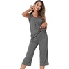 image:imageWiWi Pajama Set for Women Tank Top 2 Piece PJ Comfy Viscose from Bamboo Sleepwear Sleeveless Loungewear SXXLCdark Heather Grey