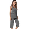 image:imageWiWi Pajama Set for Women Tank Top 2 Piece PJ Comfy Viscose from Bamboo Sleepwear Sleeveless Loungewear SXXLCdark Heather Grey