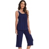 image:imageWiWi Pajama Set for Women Tank Top 2 Piece PJ Comfy Viscose from Bamboo Sleepwear Sleeveless Loungewear SXXLCnavy