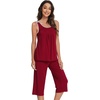 image:imageWiWi Pajama Set for Women Tank Top 2 Piece PJ Comfy Viscose from Bamboo Sleepwear Sleeveless Loungewear SXXLCwine Red