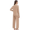 image:imageWiWi Pajama Set for Women Viscose from Bamboo Long Sleeve Top with Pants Soft Sleepwear 2 Piece Pjs Sets Loungewear SXXLLight Brown