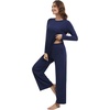 image:imageWiWi Pajama Set for Women Viscose from Bamboo Long Sleeve Top with Pants Soft Sleepwear 2 Piece Pjs Sets Loungewear SXXLNavy