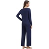 image:imageWiWi Pajama Set for Women Viscose from Bamboo Long Sleeve Top with Pants Soft Sleepwear 2 Piece Pjs Sets Loungewear SXXLNavy