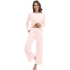 image:imageWiWi Pajama Set for Women Viscose from Bamboo Long Sleeve Top with Pants Soft Sleepwear 2 Piece Pjs Sets Loungewear SXXLPink