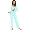 image:imageWiWi Pajama Sets for Women Soft Comfy Pjs Loungewear Sleepwear with Pants Viscose from Bamboo Pajamas Set SXXLAqua