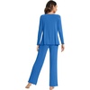 image:imageWiWi Pajama Sets for Women Soft Comfy Pjs Loungewear Sleepwear with Pants Viscose from Bamboo Pajamas Set SXXLBright Blue