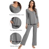 image:imageWiWi Pajama Sets for Women Soft Comfy Pjs Loungewear Sleepwear with Pants Viscose from Bamboo Pajamas Set SXXLDark Heather Grey