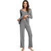 image:imageWiWi Pajama Sets for Women Soft Comfy Pjs Loungewear Sleepwear with Pants Viscose from Bamboo Pajamas Set SXXLDark Heather Grey