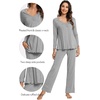 image:imageWiWi Pajama Sets for Women Soft Comfy Pjs Loungewear Sleepwear with Pants Viscose from Bamboo Pajamas Set SXXLHeather Grey