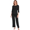 image:imageWiWi Pajamas Set for Women 34 Sleeve Top and Pants Viscose from Bamboo Lounge Set Soft Sleepwear Pjs with Pockets SXXLBlack