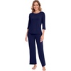 image:imageWiWi Pajamas Set for Women 34 Sleeve Top and Pants Viscose from Bamboo Lounge Set Soft Sleepwear Pjs with Pockets SXXLNavy