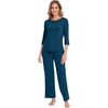image:imageWiWi Pajamas Set for Women 34 Sleeve Top and Pants Viscose from Bamboo Lounge Set Soft Sleepwear Pjs with Pockets SXXLPeacock Blue