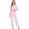 image:imageWiWi Pajamas Set for Women 34 Sleeve Top and Pants Viscose from Bamboo Lounge Set Soft Sleepwear Pjs with Pockets SXXLPink