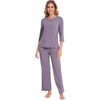 image:imageWiWi Pajamas Set for Women 34 Sleeve Top and Pants Viscose from Bamboo Lounge Set Soft Sleepwear Pjs with Pockets SXXLViolet