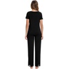 image:imageWiWi Pajamas Set for Women Soft Comfy Loungewear Short Sleeve Tops and Long Pants Viscose from Bamboo Sleepwear Pjs SXXLBlack