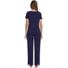 image:imageWiWi Pajamas Set for Women Soft Comfy Loungewear Short Sleeve Tops and Long Pants Viscose from Bamboo Sleepwear Pjs SXXLNavy