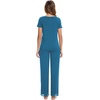 image:imageWiWi Pajamas Set for Women Soft Comfy Loungewear Short Sleeve Tops and Long Pants Viscose from Bamboo Sleepwear Pjs SXXLTeal Blue