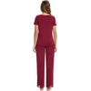 image:imageWiWi Pajamas Set for Women Soft Comfy Loungewear Short Sleeve Tops and Long Pants Viscose from Bamboo Sleepwear Pjs SXXLWine