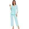 image:imageWiWi Pajamas Set for Women Super Soft 34 Sleeve Tops and Pants Pajama Sets Cooling Viscose Bamboo Pjs with Pockets SXXLAqua