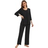 image:imageWiWi Pajamas Set for Women Super Soft 34 Sleeve Tops and Pants Pajama Sets Cooling Viscose Bamboo Pjs with Pockets SXXLBlack