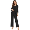image:imageWiWi Pajamas Set for Women Super Soft 34 Sleeve Tops and Pants Pajama Sets Cooling Viscose Bamboo Pjs with Pockets SXXLBlack