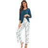 image:imageWiWi Pajamas Set for Women Super Soft 34 Sleeve Tops and Pants Pajama Sets Cooling Viscose Bamboo Pjs with Pockets SXXLGreen