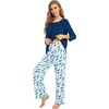 image:imageWiWi Pajamas Set for Women Super Soft 34 Sleeve Tops and Pants Pajama Sets Cooling Viscose Bamboo Pjs with Pockets SXXLInk Blue