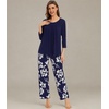 image:imageWiWi Pajamas Set for Women Super Soft 34 Sleeve Tops and Pants Pajama Sets Cooling Viscose Bamboo Pjs with Pockets SXXLNavy