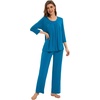 image:imageWiWi Pajamas Set for Women Super Soft 34 Sleeve Tops and Pants Pajama Sets Cooling Viscose Bamboo Pjs with Pockets SXXLTeal Blue