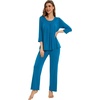 image:imageWiWi Pajamas Set for Women Super Soft 34 Sleeve Tops and Pants Pajama Sets Cooling Viscose Bamboo Pjs with Pockets SXXLTeal Blue