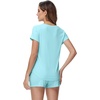 image:imageWiWi Pajamas for Women Bamboo Viscose Vneck Pajama Sets Soft Short Sleeve Nightwear with Pockets SXXLAqua
