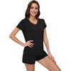 image:imageWiWi Pajamas for Women Bamboo Viscose Vneck Pajama Sets Soft Short Sleeve Nightwear with Pockets SXXLBlack