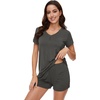 image:imageWiWi Pajamas for Women Bamboo Viscose Vneck Pajama Sets Soft Short Sleeve Nightwear with Pockets SXXLIron Grey