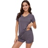 image:imageWiWi Pajamas for Women Bamboo Viscose Vneck Pajama Sets Soft Short Sleeve Nightwear with Pockets SXXLPurplish Grey