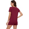 image:imageWiWi Pajamas for Women Bamboo Viscose Vneck Pajama Sets Soft Short Sleeve Nightwear with Pockets SXXLWine