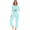 image:imageWiWi Pajamas for Women Long Sleeve Cooling Sleepwear Pants Set Super Soft Pj Viscose from Bamboo Loungewear Sets SXXLAaqua