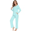 image:imageWiWi Pajamas for Women Long Sleeve Cooling Sleepwear Pants Set Super Soft Pj Viscose from Bamboo Loungewear Sets SXXLAaqua