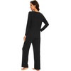 image:imageWiWi Pajamas for Women Long Sleeve Cooling Sleepwear Pants Set Super Soft Pj Viscose from Bamboo Loungewear Sets SXXLAblack