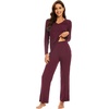 image:imageWiWi Pajamas for Women Long Sleeve Cooling Sleepwear Pants Set Super Soft Pj Viscose from Bamboo Loungewear Sets SXXLAbrownish Red