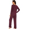 image:imageWiWi Pajamas for Women Long Sleeve Cooling Sleepwear Pants Set Super Soft Pj Viscose from Bamboo Loungewear Sets SXXLAbrownish Red
