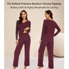 image:imageWiWi Pajamas for Women Long Sleeve Cooling Sleepwear Pants Set Super Soft Pj Viscose from Bamboo Loungewear Sets SXXLAbrownish Red