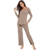 image:imageWiWi Pajamas for Women Long Sleeve Cooling Sleepwear Pants Set Super Soft Pj Viscose from Bamboo Loungewear Sets SXXLAcamel