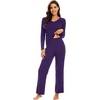 image:imageWiWi Pajamas for Women Long Sleeve Cooling Sleepwear Pants Set Super Soft Pj Viscose from Bamboo Loungewear Sets SXXLAdark Purple