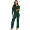 image:imageWiWi Pajamas for Women Long Sleeve Cooling Sleepwear Pants Set Super Soft Pj Viscose from Bamboo Loungewear Sets SXXLAfence Green